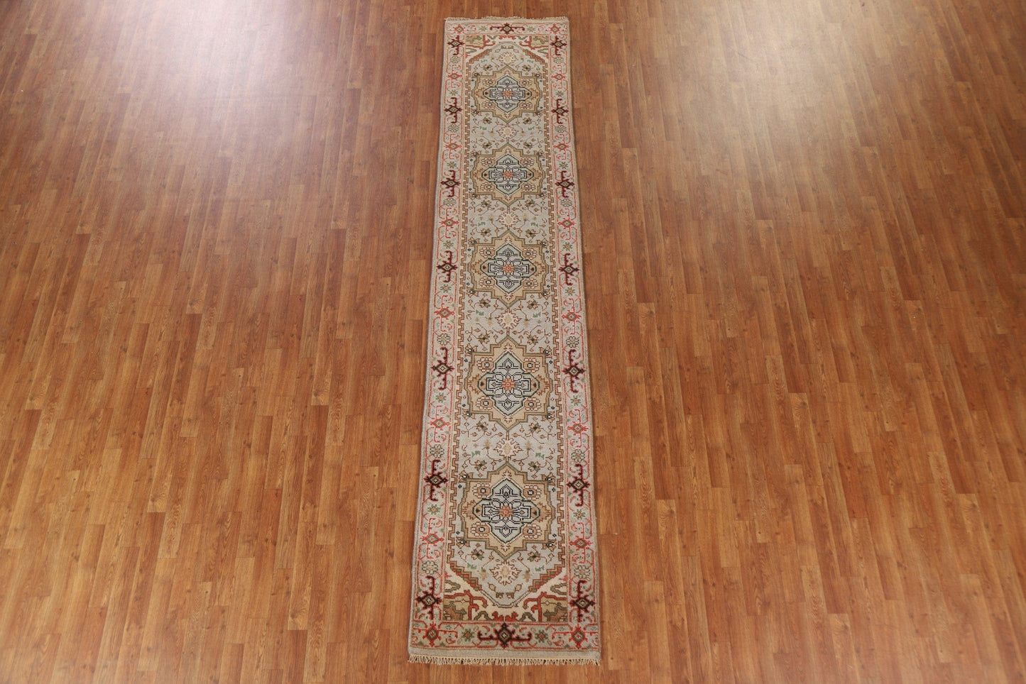 Hand-Knotted Heriz Serapi Wool Runner Rug 3x12