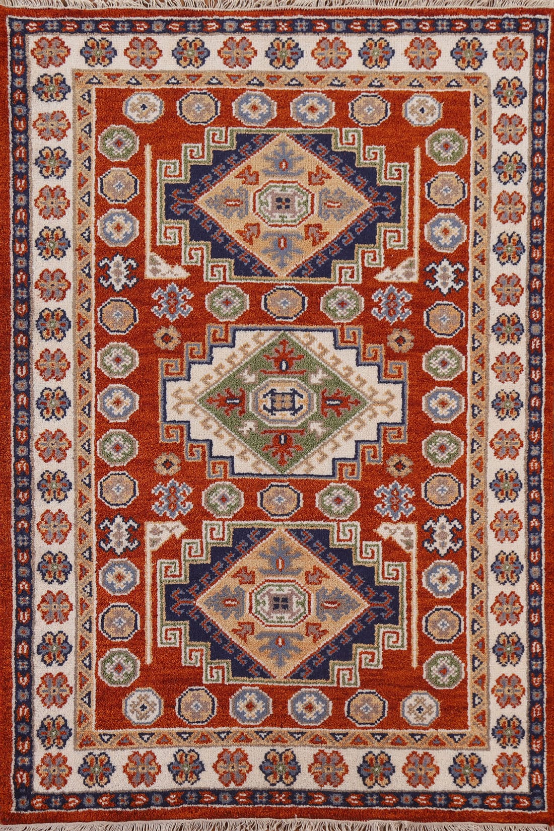 Geometric Kazak Area Rug 4x6