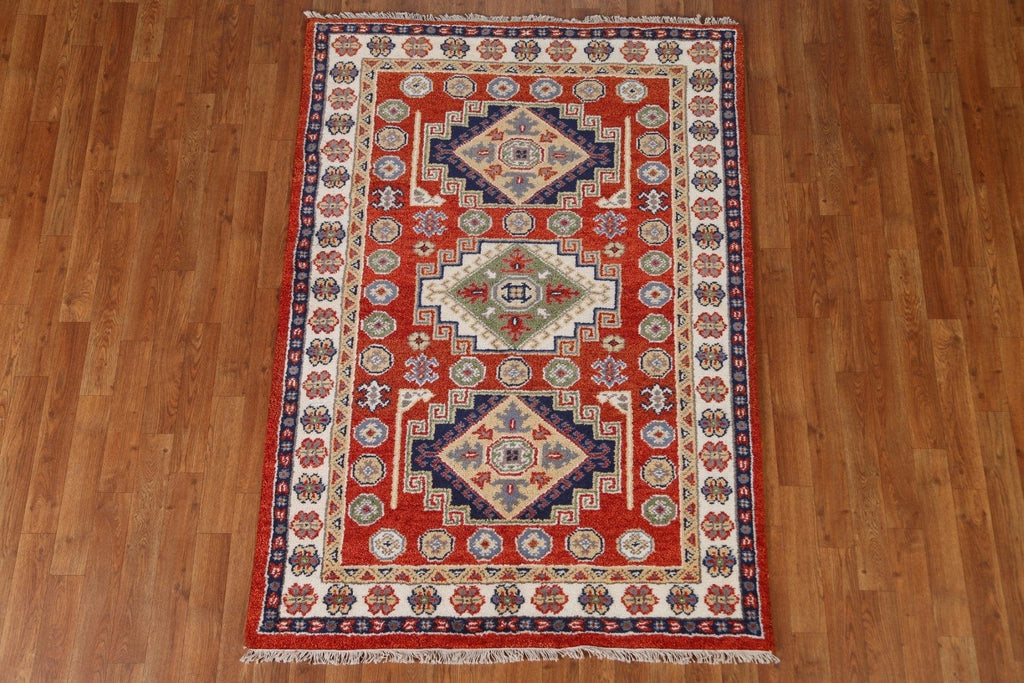 Wool Kazak Oriental Area Rug 4x6