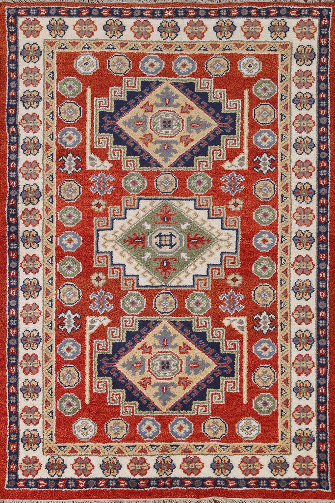 Wool Kazak Oriental Area Rug 4x6