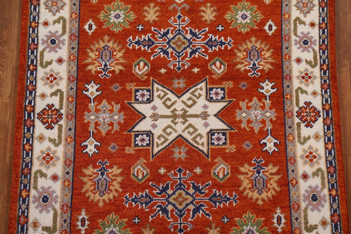 Wool Kazak Oriental Area Rug 4x6