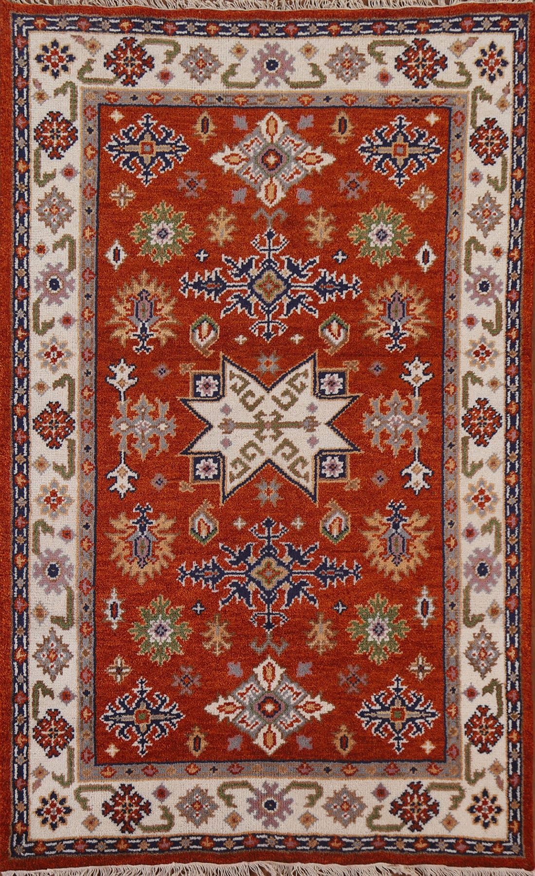 Wool Kazak Oriental Area Rug 4x6