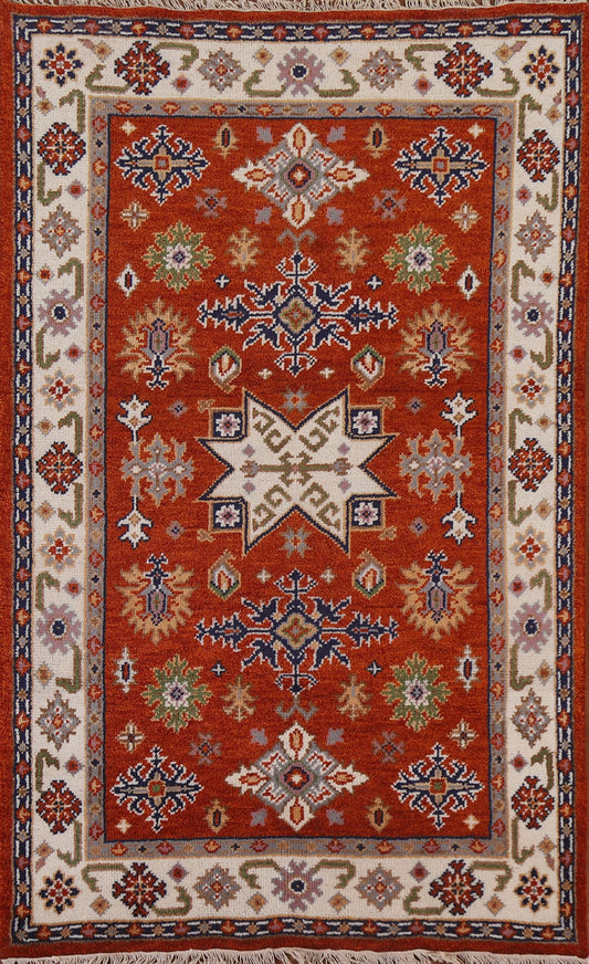 Wool Kazak Oriental Area Rug 4x6