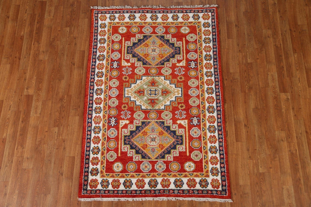 Wool Kazak Oriental Area Rug 4x6