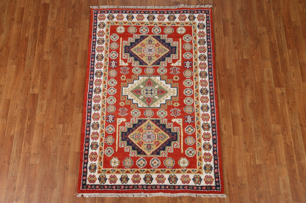 Wool Kazak Oriental Area Rug 4x6