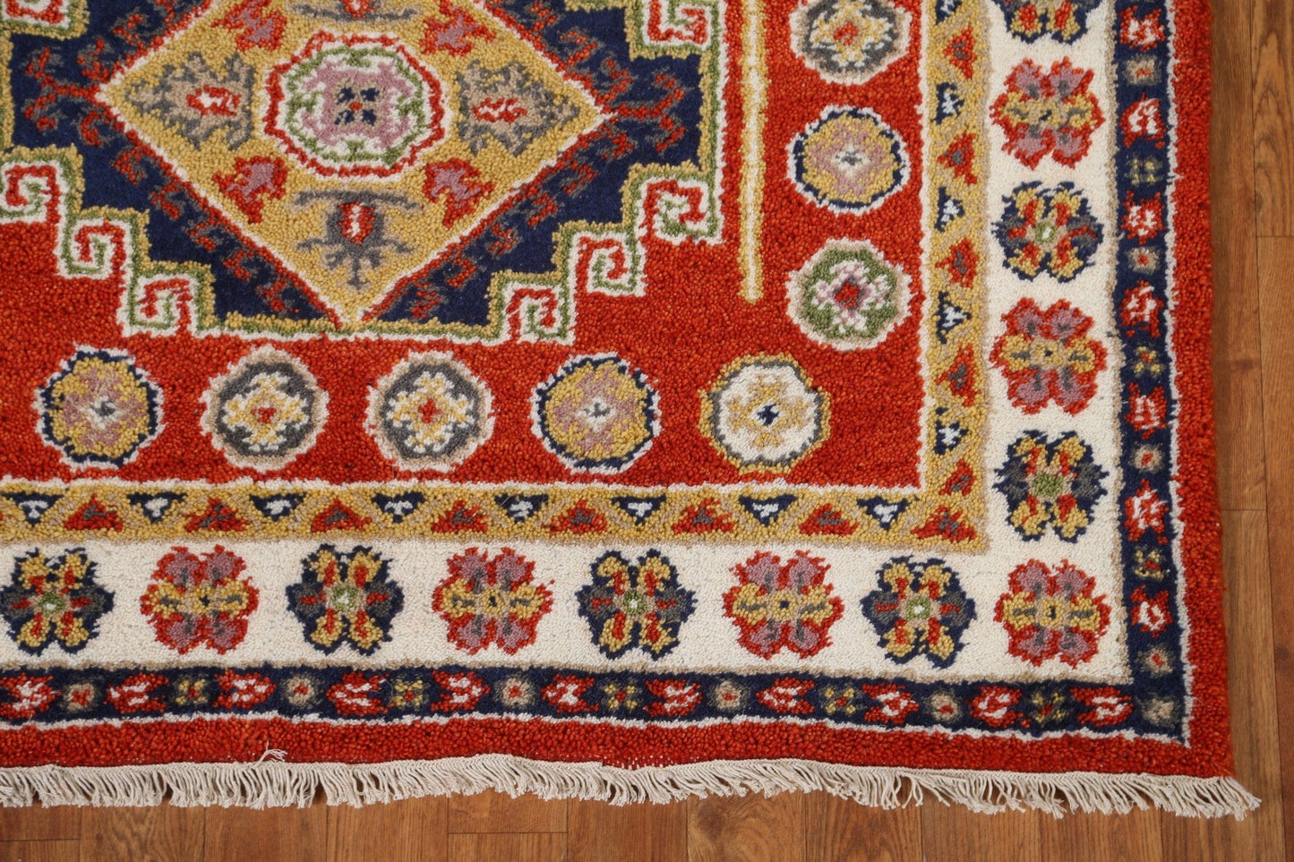 Wool Kazak Oriental Area Rug 4x6