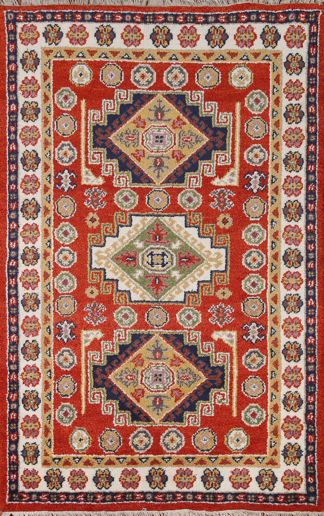 Wool Kazak Oriental Area Rug 4x6