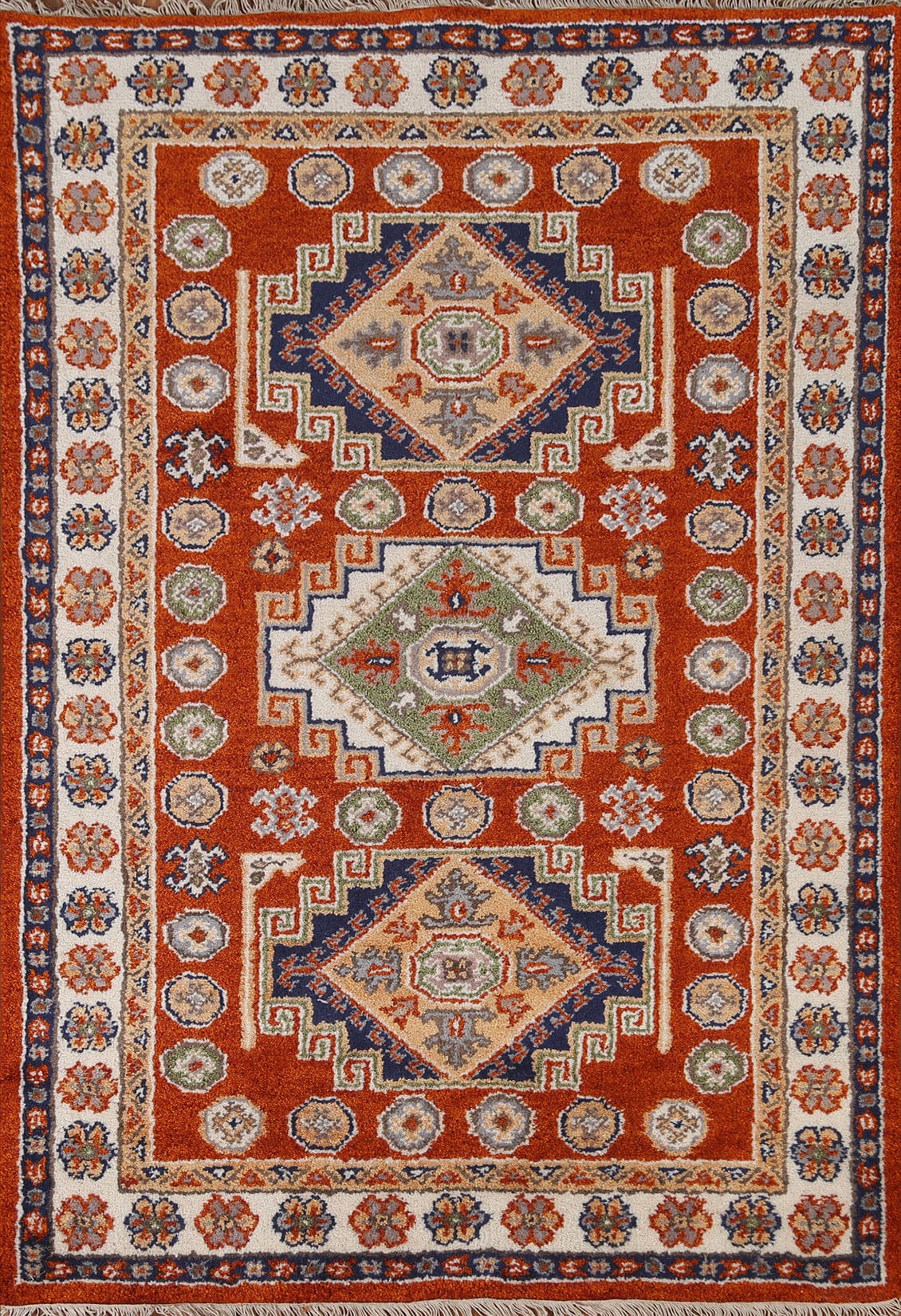 Geometric Kazak Oriental Area Rug 4x6