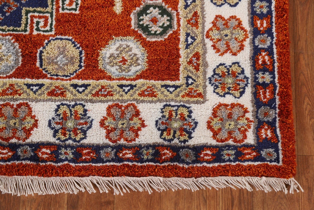 Handmade Wool Kazak Area Rug 4x6