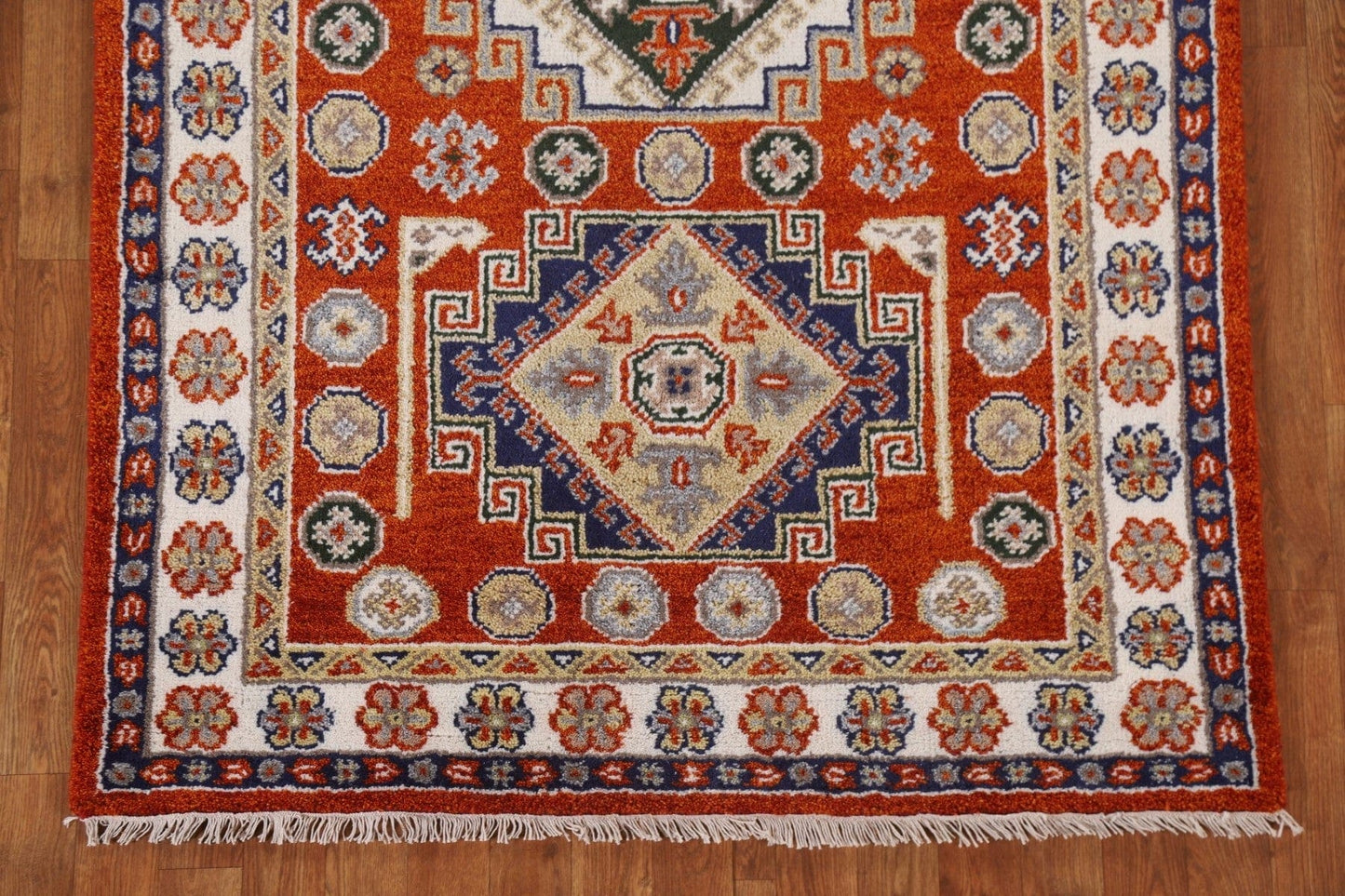 Handmade Wool Kazak Area Rug 4x6