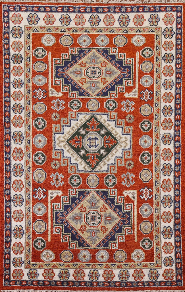 Handmade Wool Kazak Area Rug 4x6