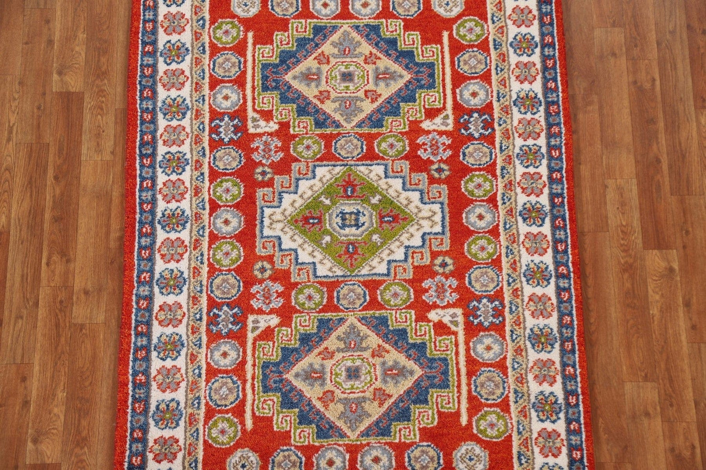 Hand-Knotted Wool Kazak Area Rug 4x6