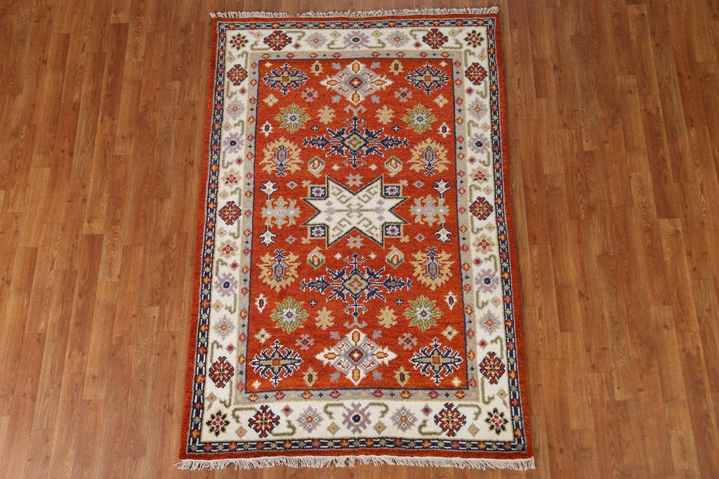 Geometric Kazak Oriental Area Rug 4x6