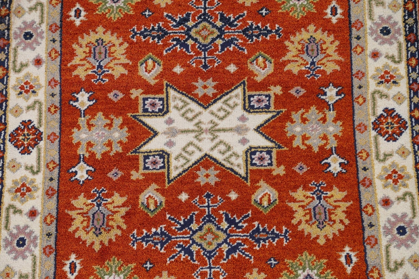 Geometric Kazak Oriental Area Rug 4x6