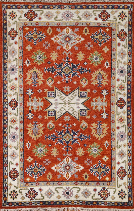 Geometric Kazak Oriental Area Rug 4x6