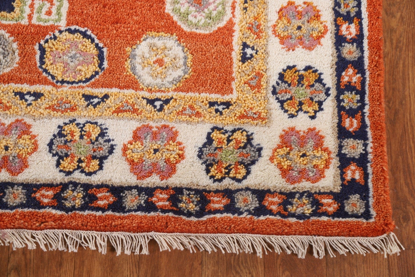 Orange Wool Kazak Area Rug 4x6