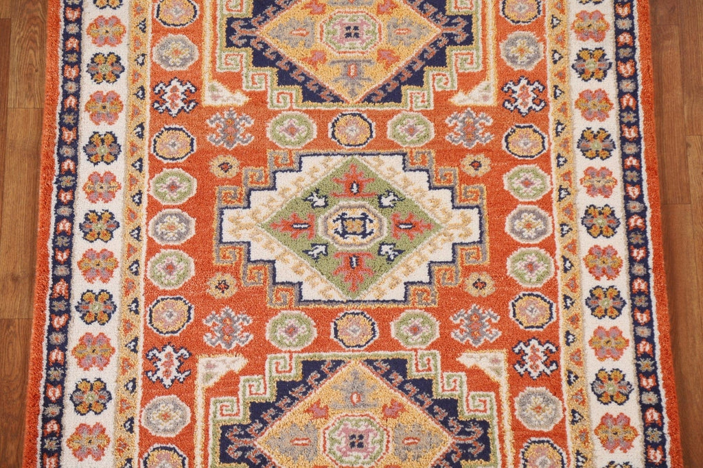 Orange Wool Kazak Area Rug 4x6