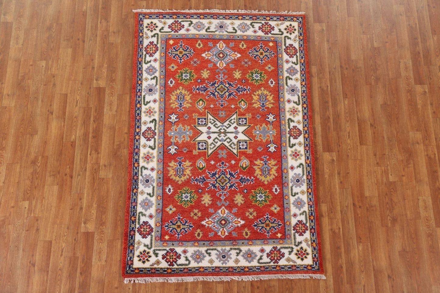 Geometric Kazak Oriental Area Rug 4x6