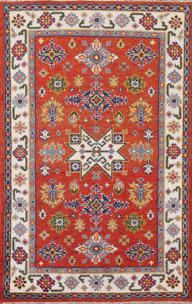 Geometric Kazak Oriental Area Rug 4x6