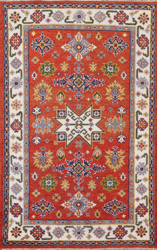 Geometric Kazak Oriental Area Rug 4x6