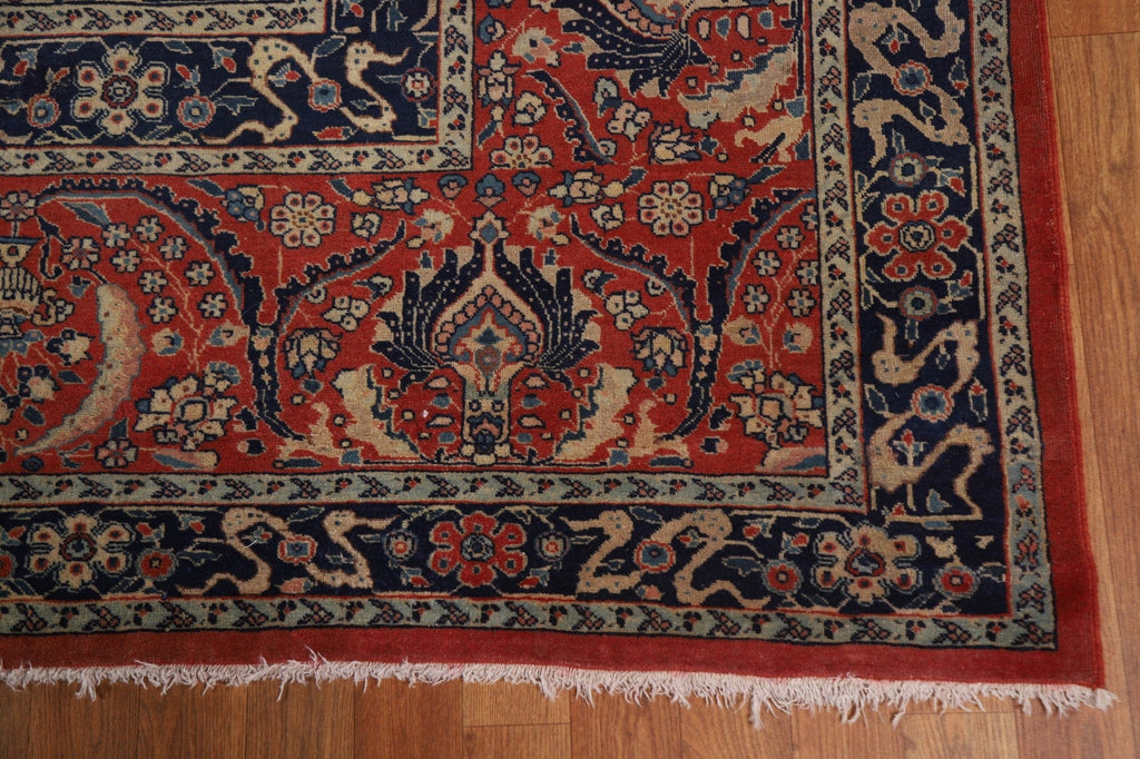 Pre-1900 Antique Vegetable Dye Tabriz Haj Jalili Persian Rug 13x20