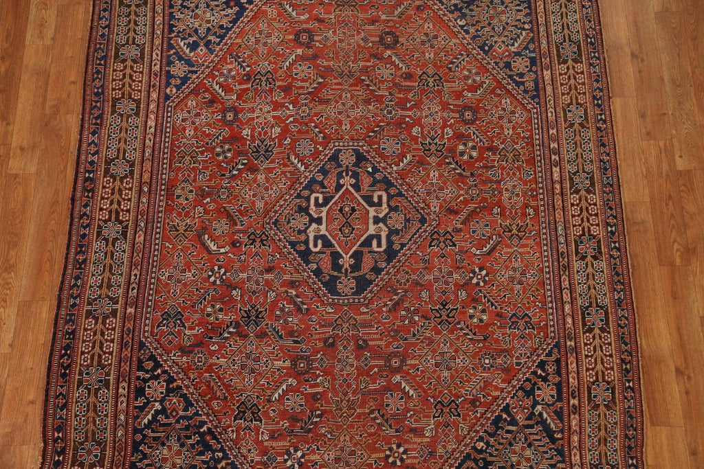 Pre-1900 Antique Vegetable Dye Qashai Persian Area Rug 5x8