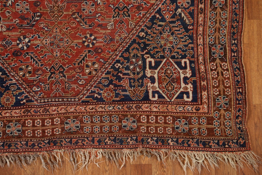 Pre-1900 Antique Vegetable Dye Qashai Persian Area Rug 5x8