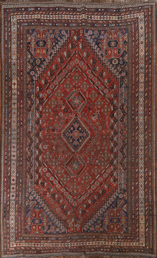 Pre-1900 Antique Vegetable Dye Qashai Persian Area Rug 6x10