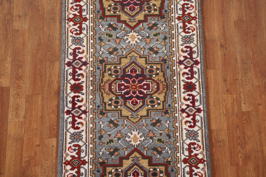 Geometric Heriz Serapi Wool Runner Rug 3x8