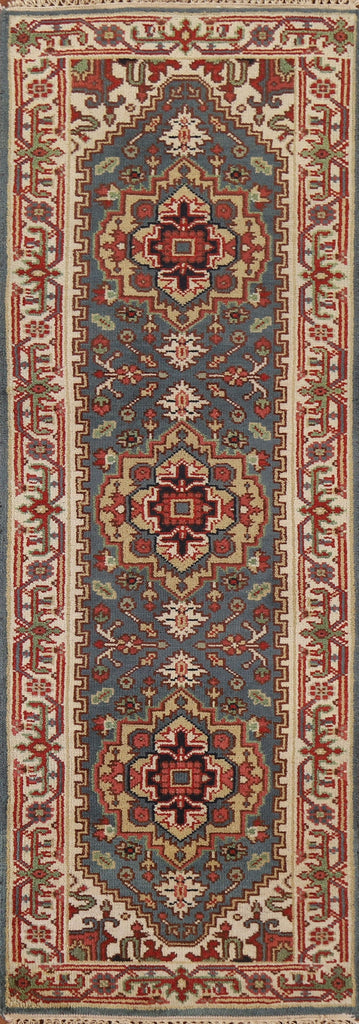 Geometric Heriz Serapi Runner Rug 2x8