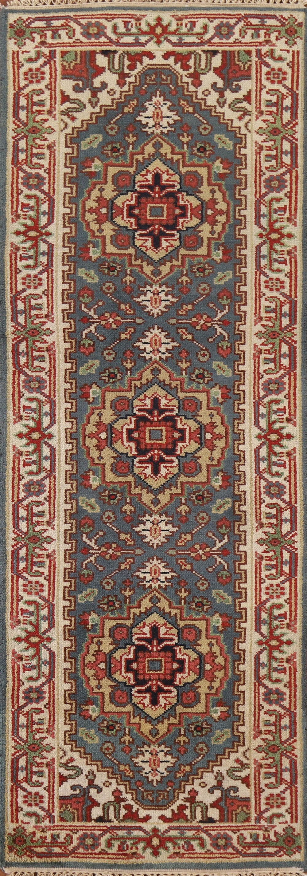 Geometric Heriz Serapi Runner Rug 2x8