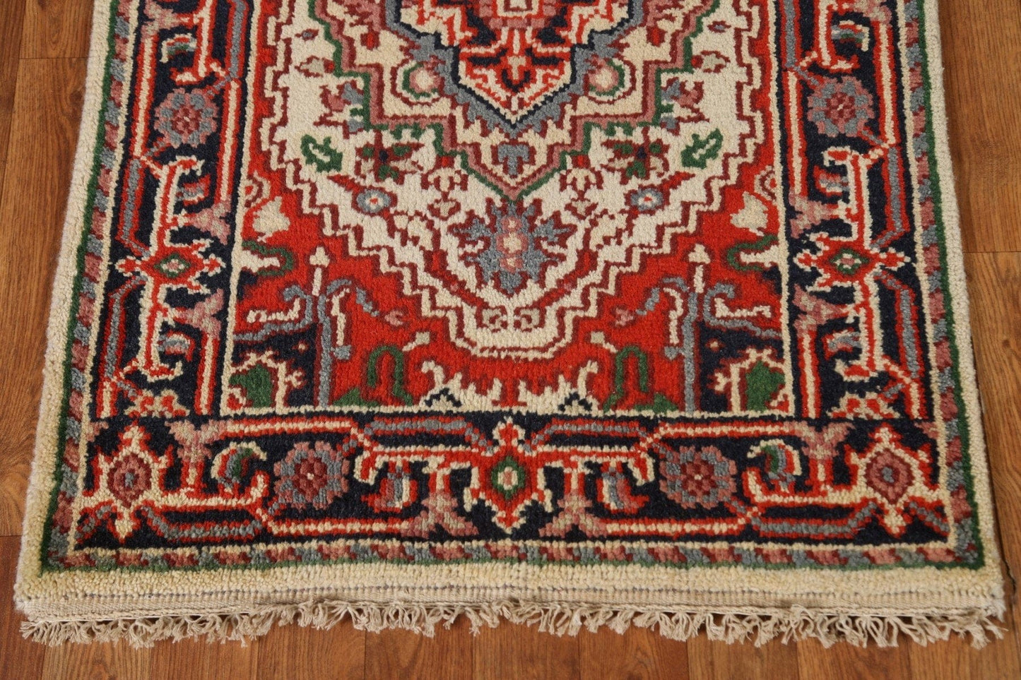 Hand-Knotted Heriz Serapi Runner Rug 3x8