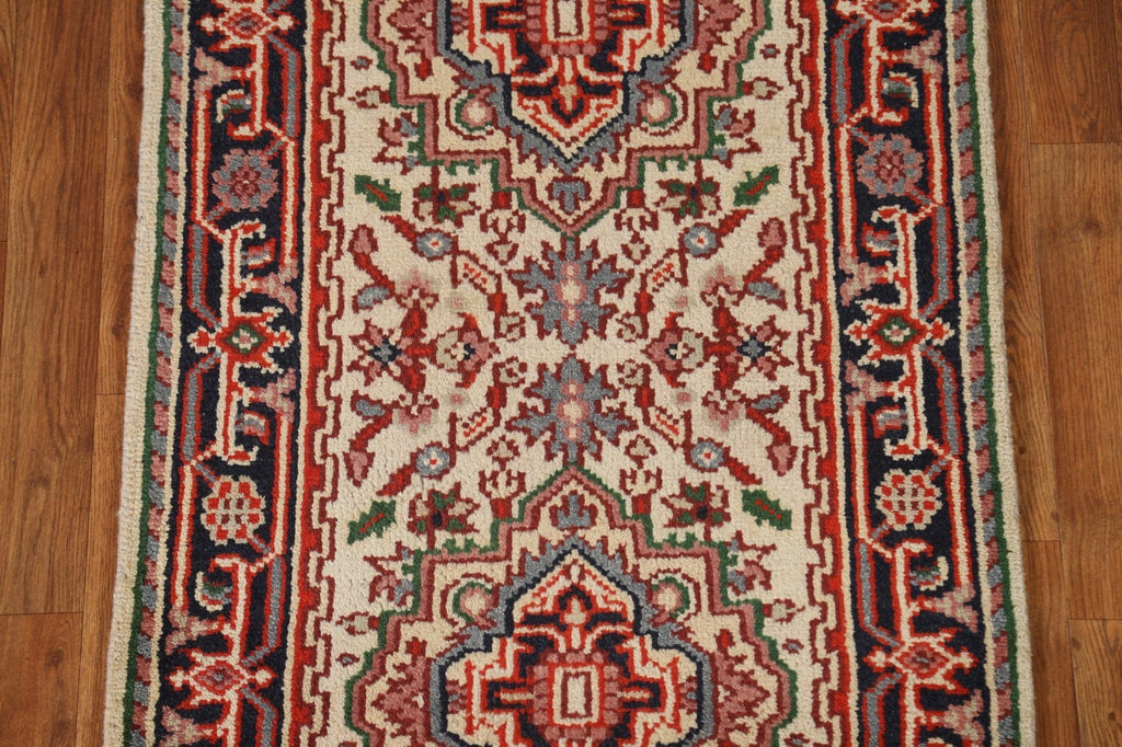 Hand-Knotted Heriz Serapi Runner Rug 3x8