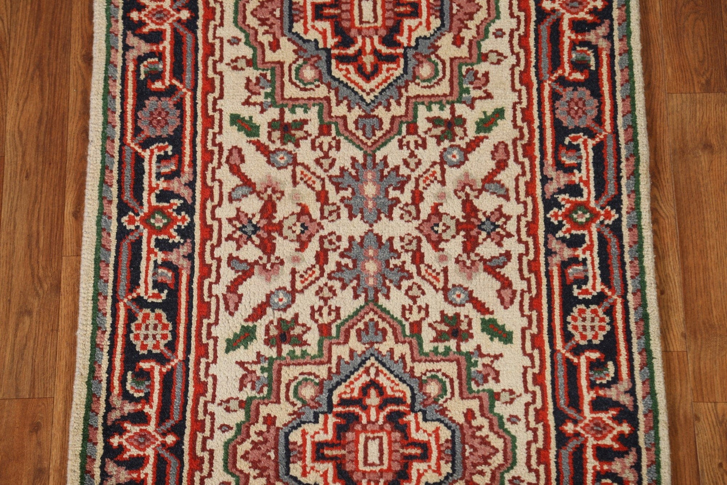 Hand-Knotted Heriz Serapi Runner Rug 3x8