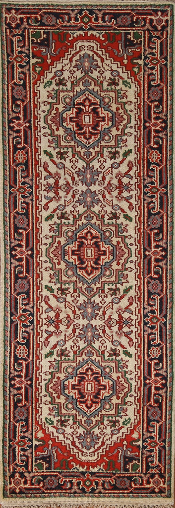 Hand-Knotted Heriz Serapi Runner Rug 3x8