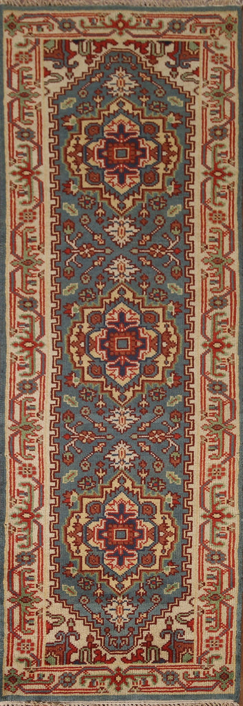 Geometric Heriz Serapi Runner Rug 3x8