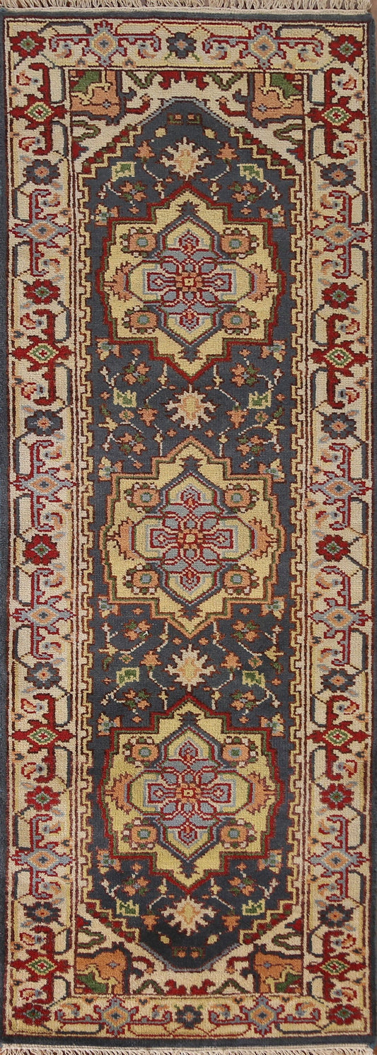 Hand-Knotted Heriz Serapi Runner Rug 3x8