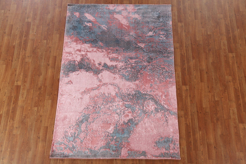 100% Silk Contemporary Abstract Area Rug 5x7