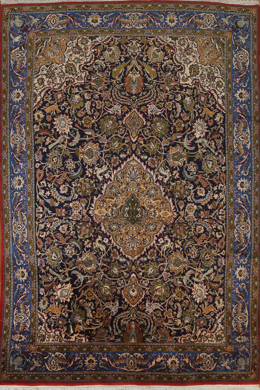 Vegetable Dye Pictorial Qum Persian Area Rug 7x10