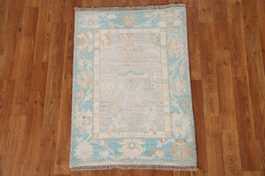 Hand-Knotted Oushak Turkish Area Rug 2x3