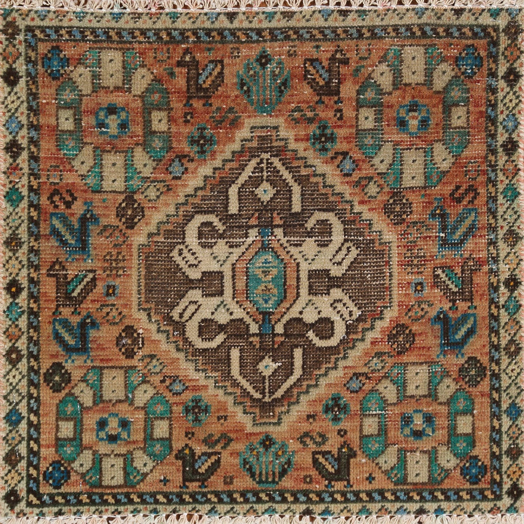 Tribal Gharajeh Persian Square Rug 2x2