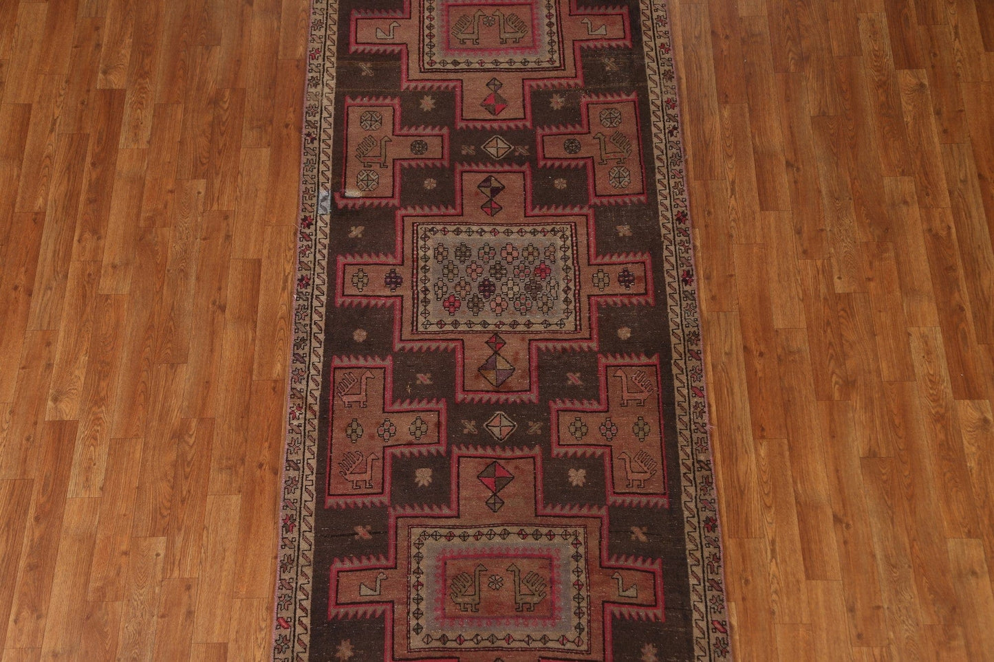 Geometric Meshkin Persian Runner Rug 3x9