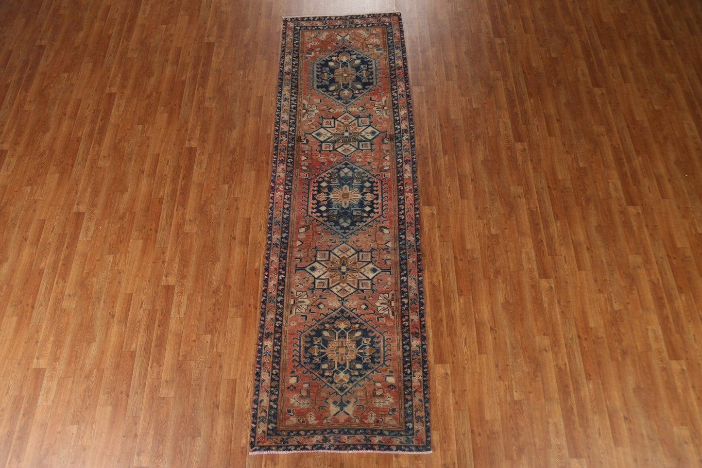 Geometric Heriz Persian Runner Rug 3x10