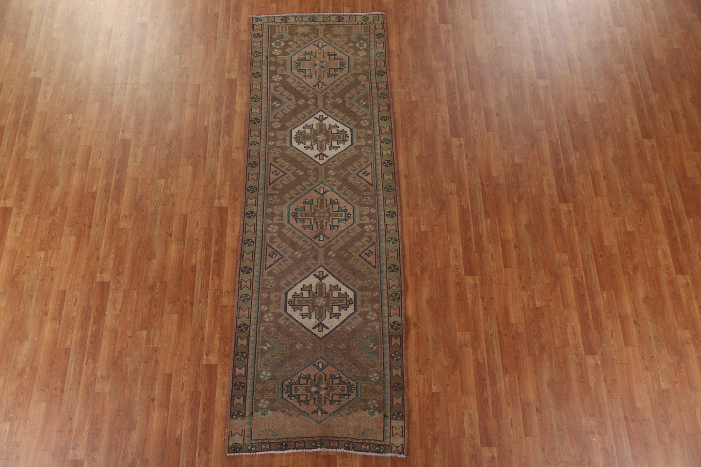 Geometric Heriz Persian Runner Rug 3x10