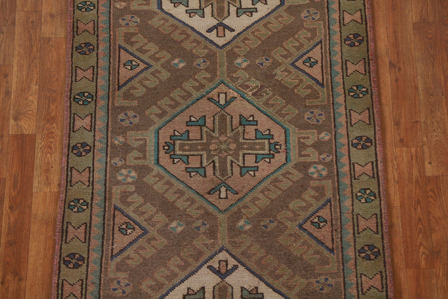 Geometric Heriz Persian Runner Rug 3x10