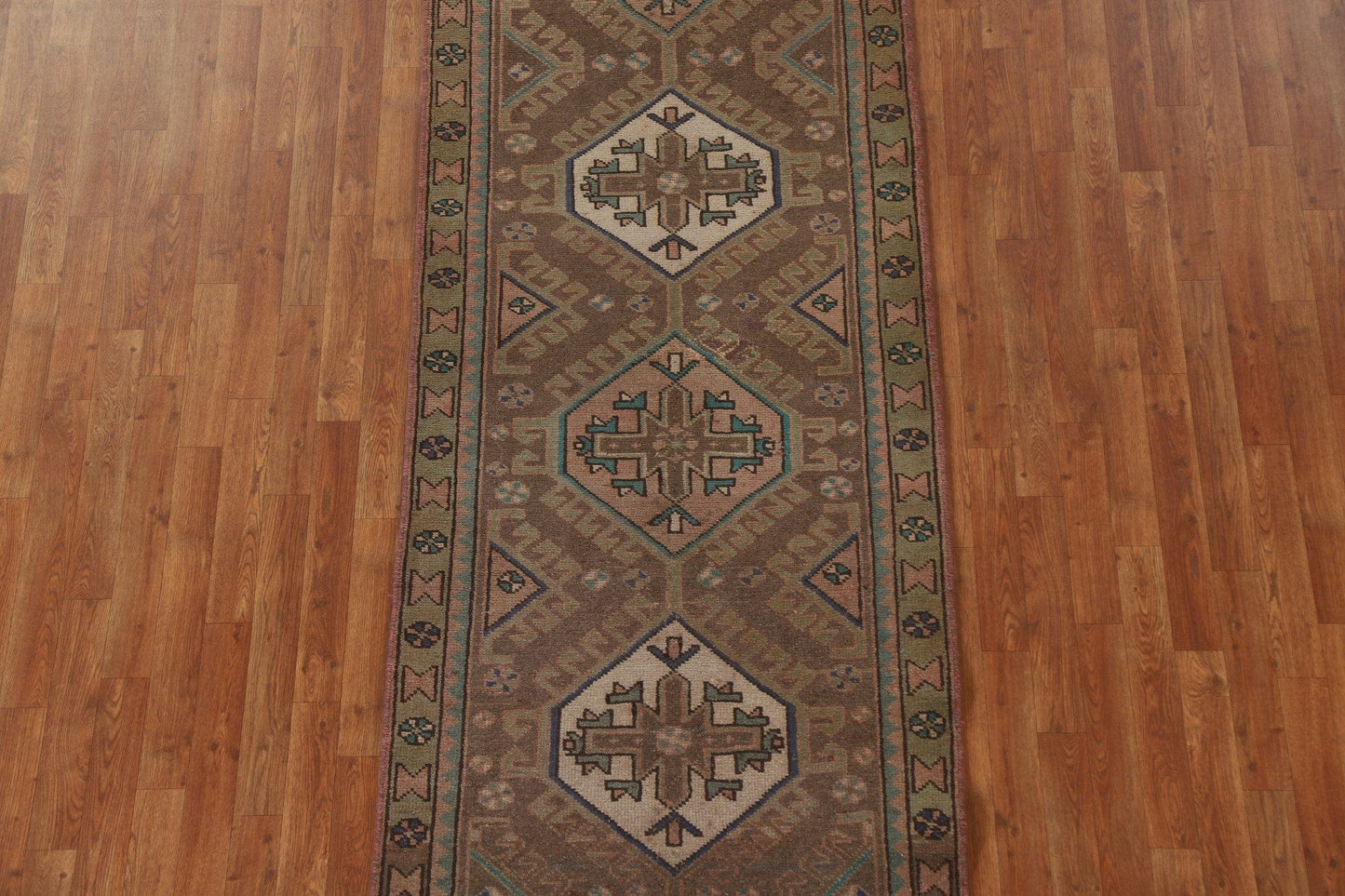 Geometric Heriz Persian Runner Rug 3x10