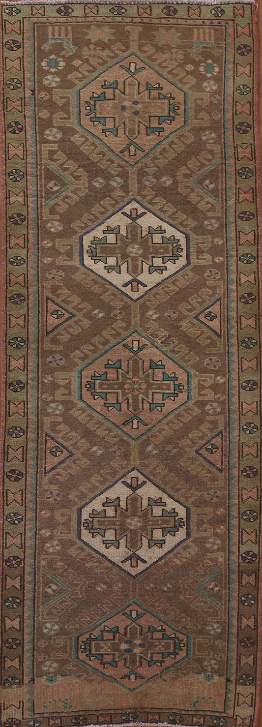 Geometric Heriz Persian Runner Rug 3x10