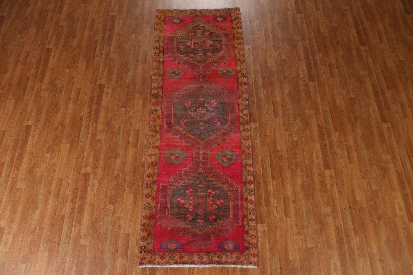 Geometric Meshkin Persian Runner Rug 3x10