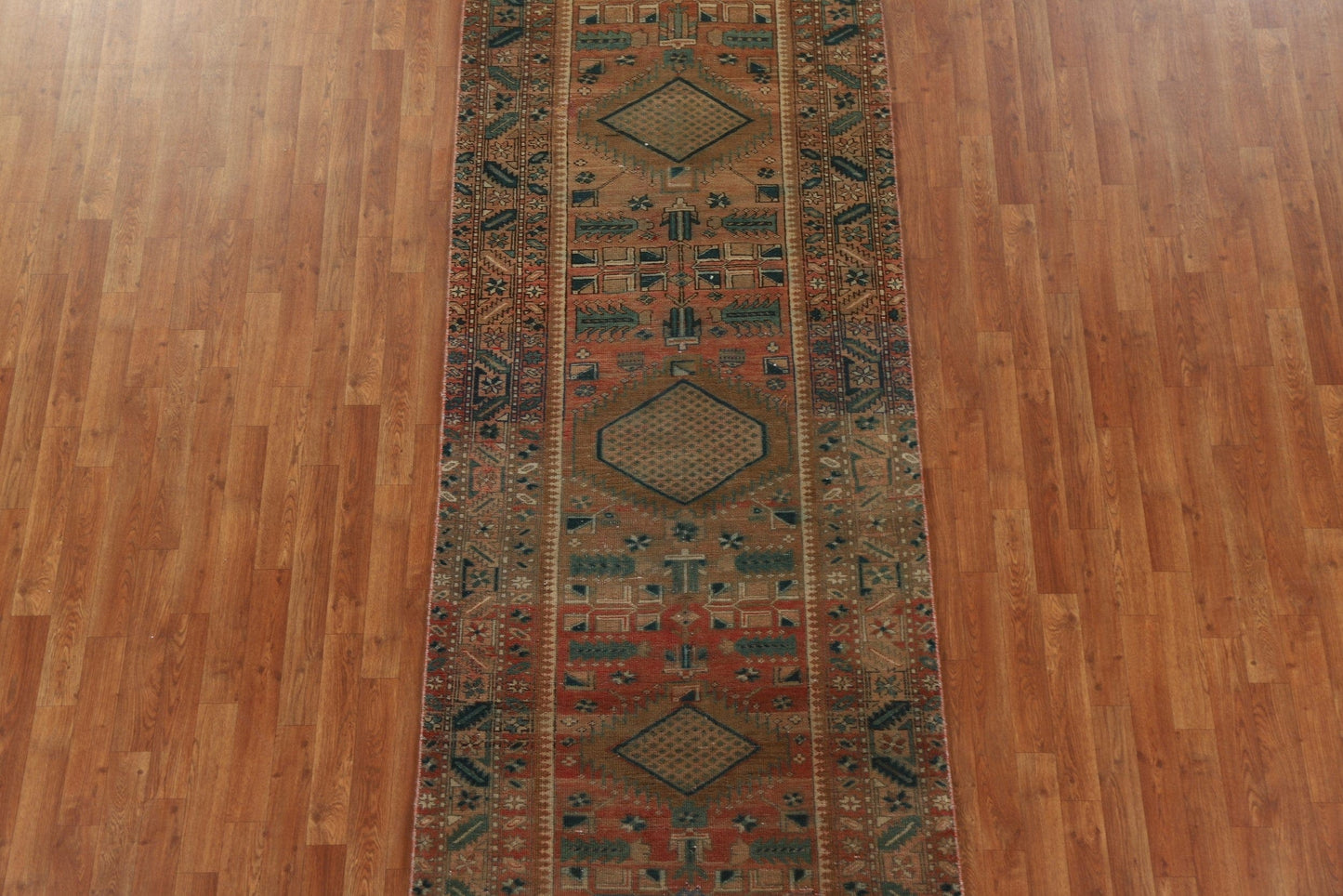 Geometric Heriz Persian Runner Rug 4x10