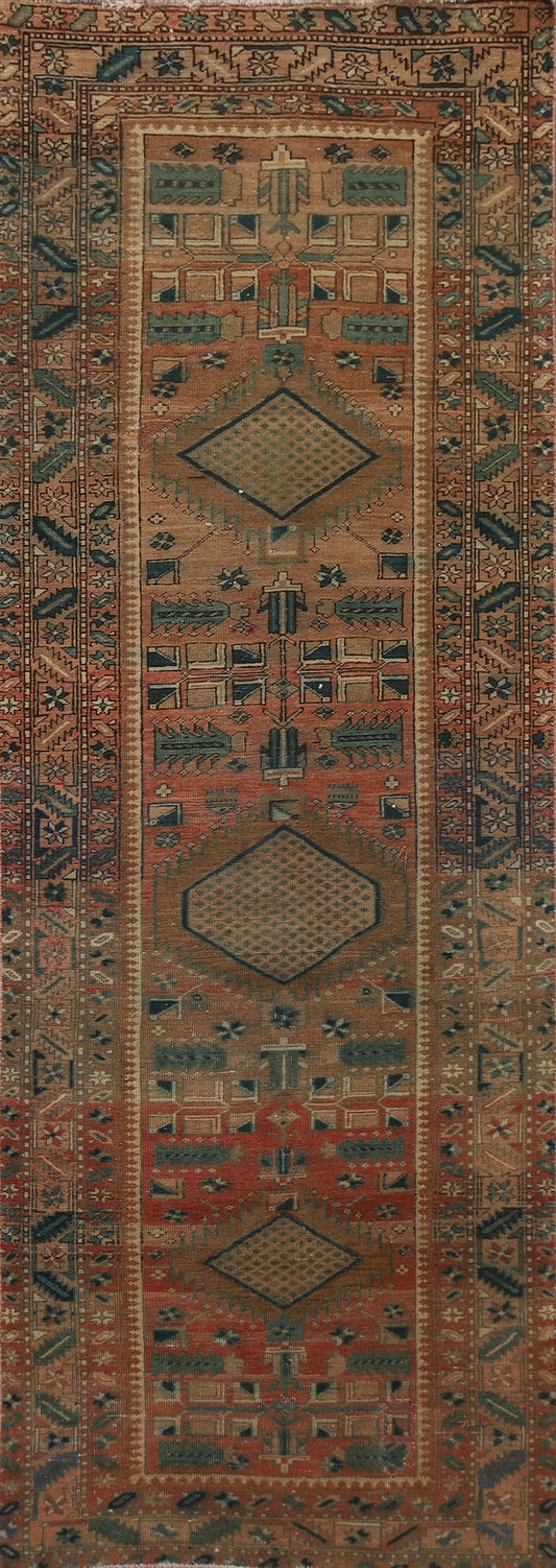 Geometric Heriz Persian Runner Rug 4x10